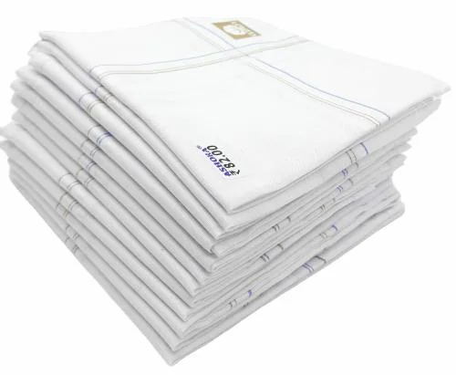 Ashoka Men's Cotton (White Design No. 492) Handkerchief (pack of 12) (Size 46 cms * 46 cms) - Gifts for Husbands, Valentine, Fathers and Sons on Birthdays, Anniversary Diwali and Christmas.