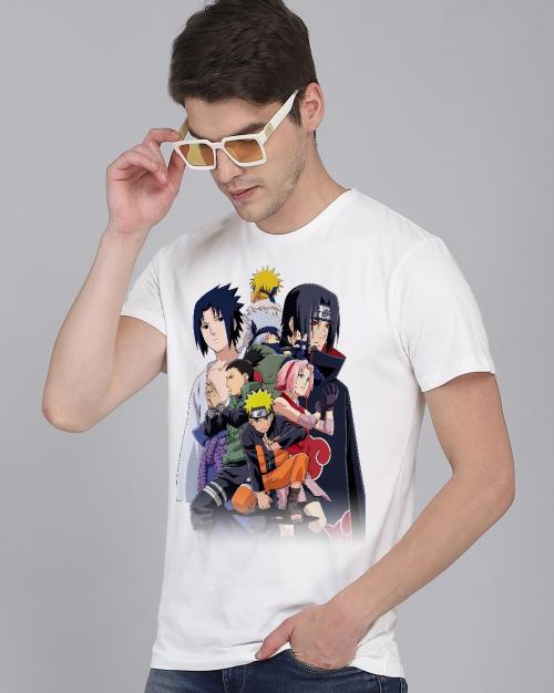 Young Men Naruto Printed White Tshirt