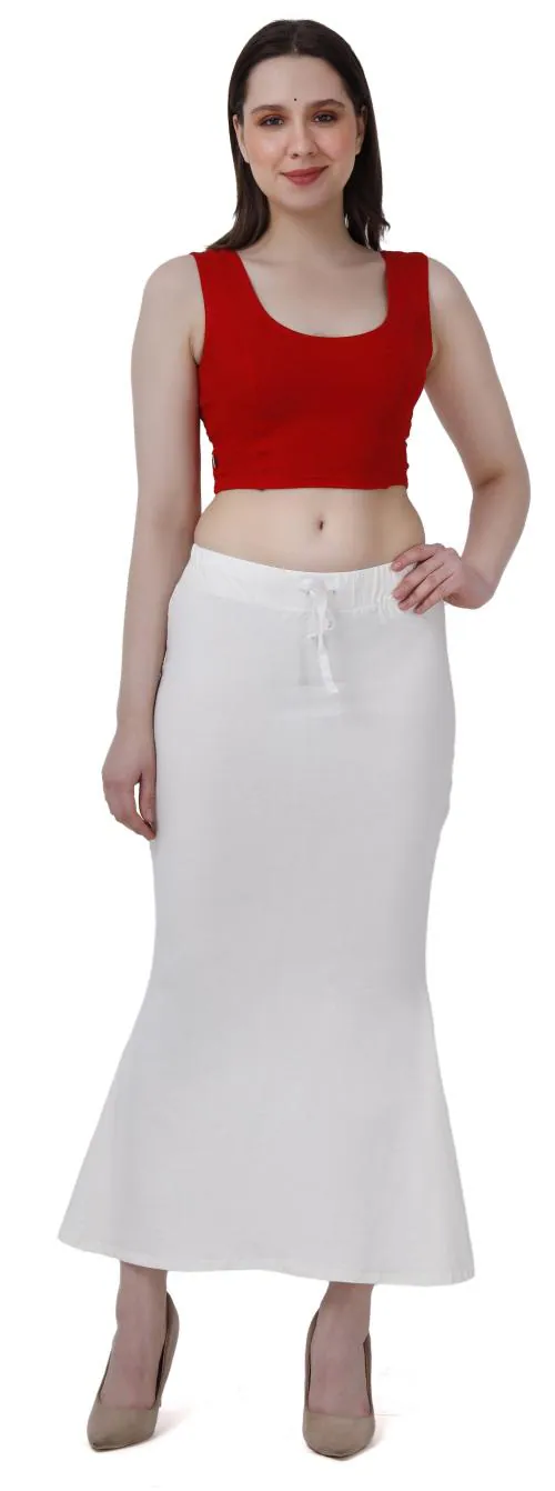 FEMULA Mermaid, Fishcut, Flared Strechcotton Saree Shapewear Petticoat for Women, Lycra Petticoat, Skirts Shapewear Dress for Saree (OFF WHITE Size XL)