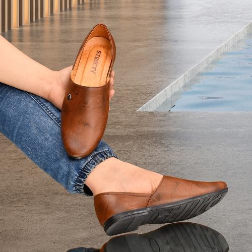 STRUCTY Men's Brown Synthetic Slip-on Smartfit and Comfortable Mojaris