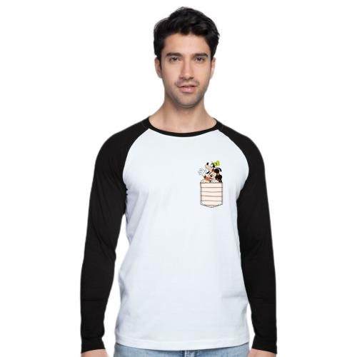 Bewakoof Men's Goofy MickeyGraphic Print White Full Sleeve Round Neck T-shirt