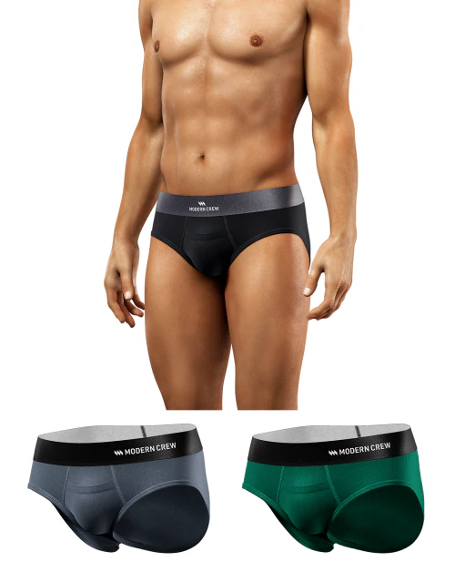 Modern Crew Men's Premium Ultrasoft Micromodal Briefs, Pack of 3,Anti-Odor and Anti-Bacterial - Made in India