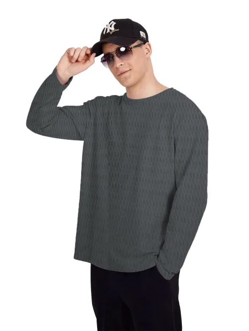 Leotude Solid Men Round Neck Grey T-Shirt ()