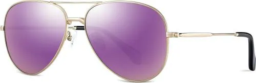 Parim Polarized Uv Protection Mirrored Aviator Full-Frame Violet Sunglasses (Men)