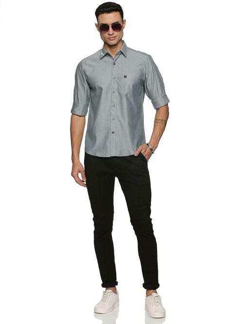 Harnod Mens Casual Solid Oxford Cotton Full Sleeve Shirt (Medium, Manatee Grey)