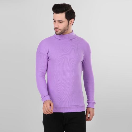 DIAZ Winter Wear High Neck Cotton Plain Full Sleeve Turtle Neck T Shirt for Men Size L Color Move