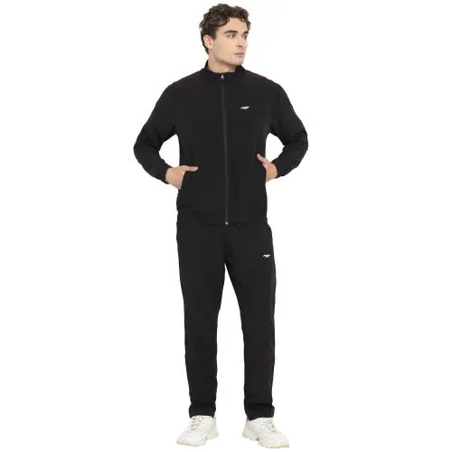 Furo By Red Chief Regular Fit Poly Lycra Full Sleeve Black Solid Sports Tracksuit for Men