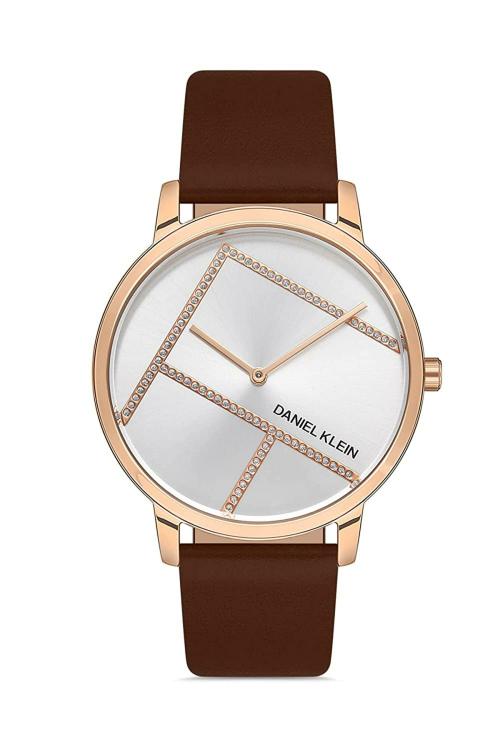 Daniel Klein Analog Silver Dial Brown Strap Watch For Women