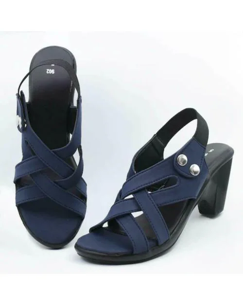 Flowers Life Blue Heeled Sandals for Women