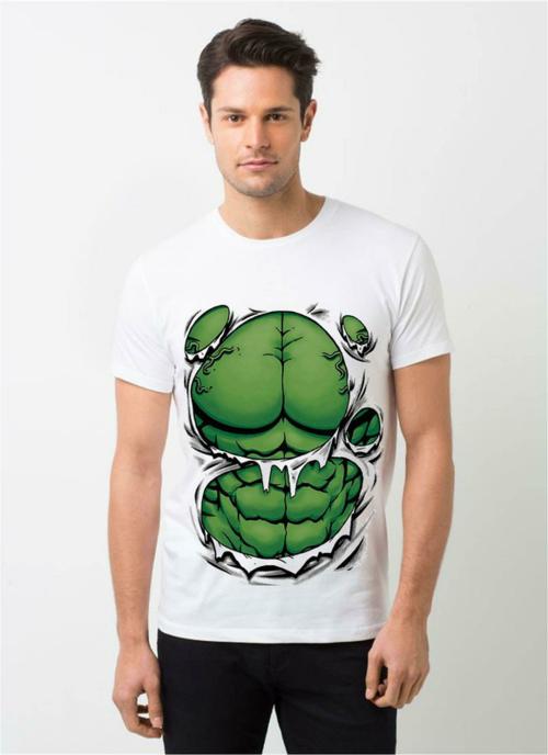 HAMSAMART.COM Men White Superhero Polyester Blend Tshirt (XL)