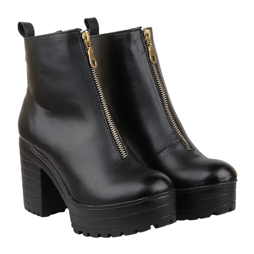 Shoetopia Womens & Girls Black Heeled Boots