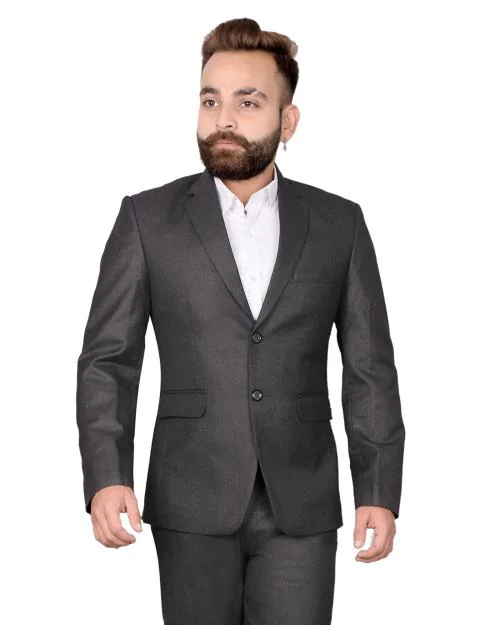 World Wise Wear Solid Single Breasted Casual, Party, Festive & Wedding, Formal Men Blazer (Dark Grey) Size (S)