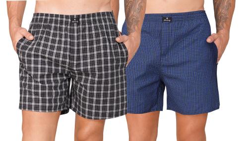 Mens Boxer Short/ Boxer Cotton Side Pocket Checks 0214XLarge