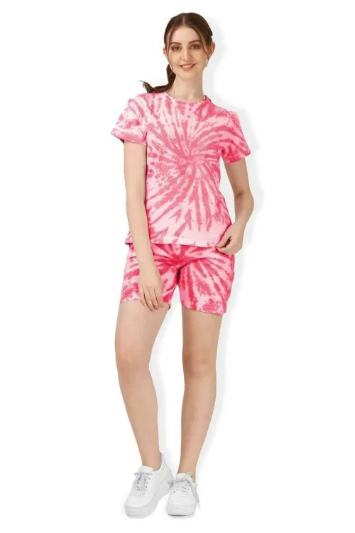 POOJARAN SAREE Urbanic Trendy Tie & Dye Digital Printed Co-ords Set and Night Suit/Dress for Women's