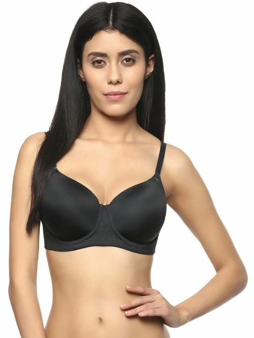 SOIE- Black Full/Extreme Coverage Padded Wired Bra-Black-36D