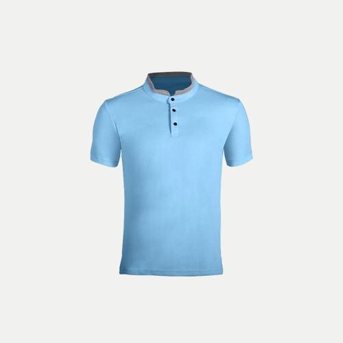 Rad Prix Men light blue Cotton Polo collared T-shirt