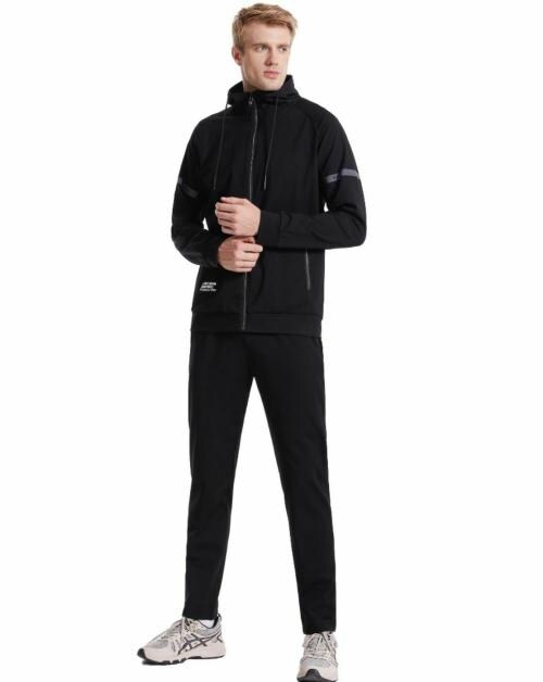 L'MONTE Men's Imported Full Zip Hoodie Tracksuits 2 Piece Jogging Suits Casual Sports Sweat suits Track Suits Set(XXL, Black)