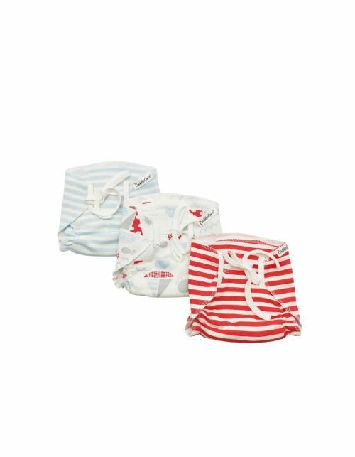CuddleCare Multicolor Cotton Washable And Reusable Waterproof Adjustable Cloth Diapers For Babies (M) - Pack Of 3