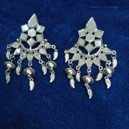 Jewelocity Mirror Work Jhumka Alloy Oxidised Silver Earrings For Girls And Women