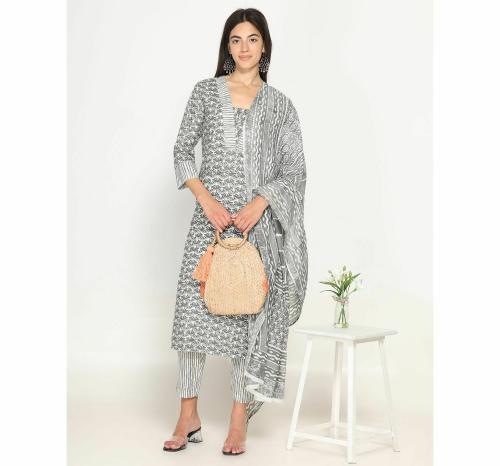 ADHURI Women Grey Colour Kurta Pant Sets XL Size