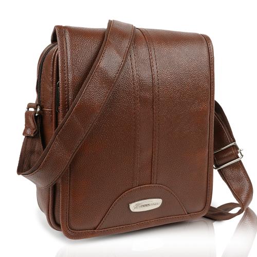 SHINING STAR Casual Crossbody Synthetic Leather Men Sling Bag (BROWN)