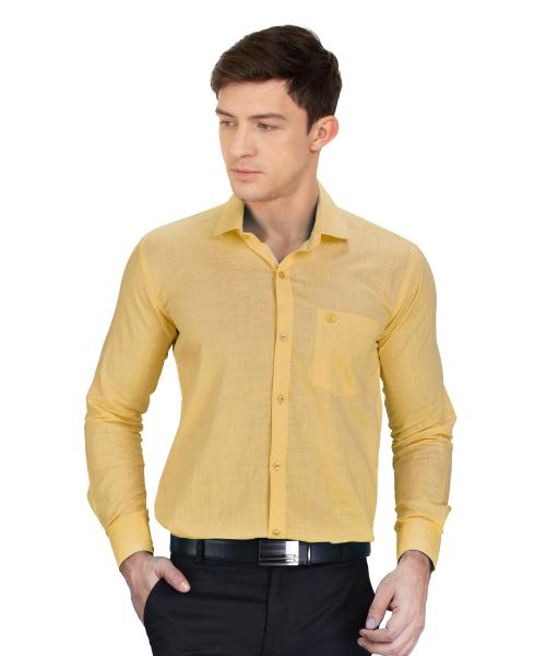 Genius Shirts 100% Cotton Solid Formal Full Sleeve Shirt for Men (40, Mellow)