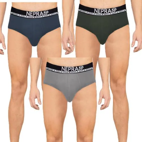 NEPRA Micromodal Men's Regular Fit Briefs ,Stretchy Fabric Underwear for Men, Briefs,Mens Underwear (Navy/Light Grey/Dark Green _ Pack Of 3 _ XX-Large)