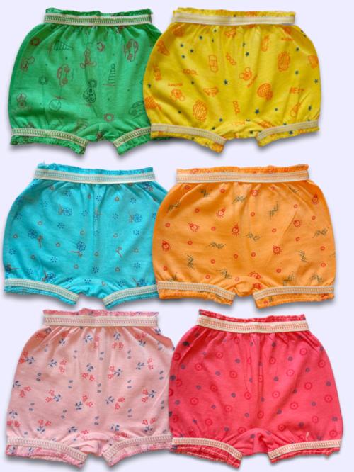 TwoLover Regular Fit Cotton Printed Kids Brief Panty Innerwear Baby Girl's and Baby Boy's Comfortable Bloomers Drawer Underwear Multicolor Panties 12 - 18 Months Pack of 6