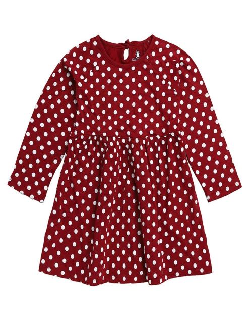 CRAZYPENGUIN ELITE Dresses for Girls Long Sleeves Frock|Maroon (6-7 Years)