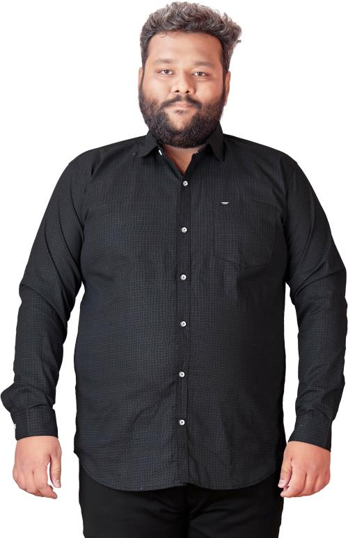 BOTTOM BRICK Mens Black Printed Pure Cotton Casual Shirt (7XL)