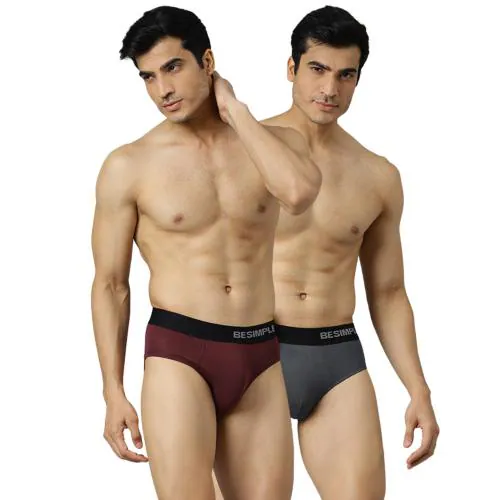 BESIMPLE Men Underwear Brief Non Itch No Chaffing Sweat Proof Ultra-Light Comfortable Wear with Microfibre Waistband ( Pack of 2 )
