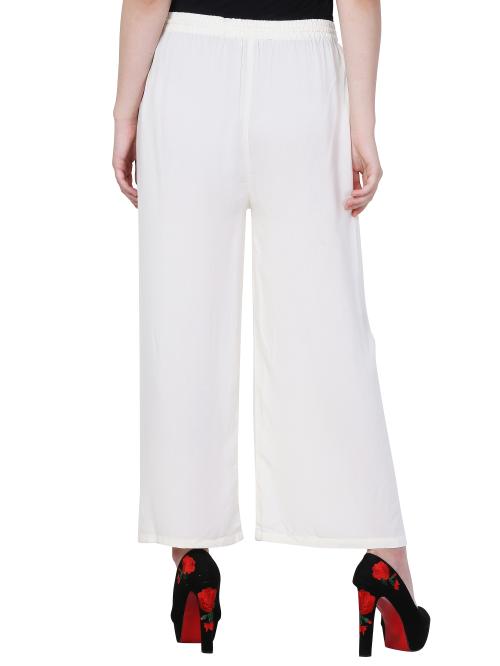 IndiWeaves Womens Solid Rayon Palazzo/Pants (Pack of 1) White