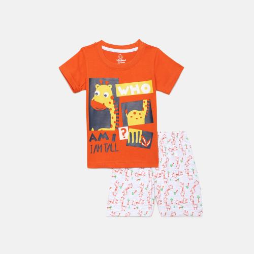 The Boo Boo Club Unisex Orange Animal 100% Cotton Single Round Neck T-shirt