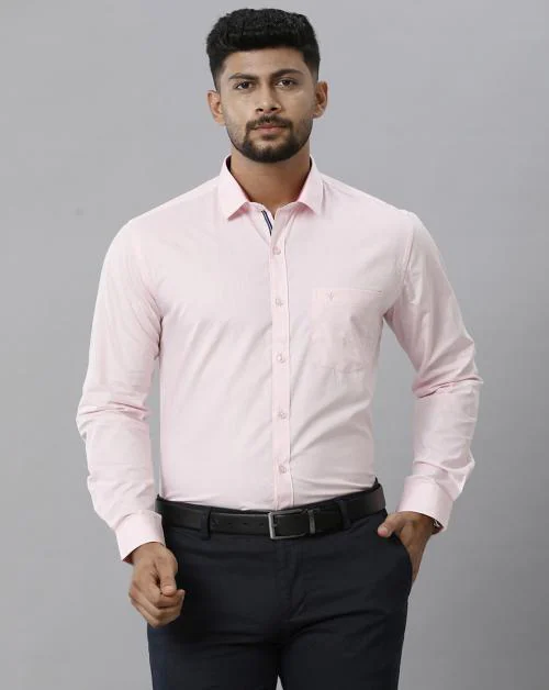 Ramraj Cotton Mens Pink Full Sleeve Festive Shirts