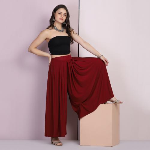 BuyNewTrend Women Maroon Lycra Blend Palazzo Pant