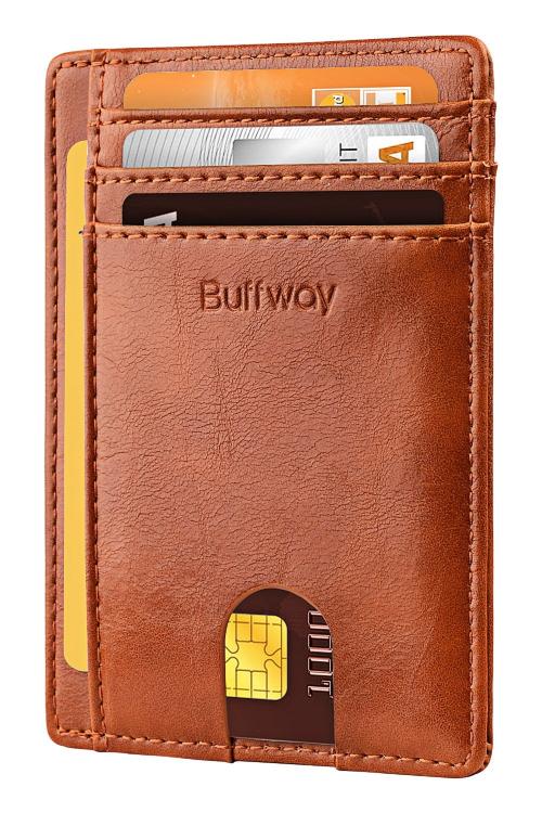 Buffway Genuine Leather Card Holder Wallet For Men and Women | Wallet For Men | Men Wallet - Brown