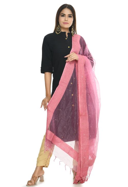 Moeza Women Chandna Stone Work Light Pink Dupatta