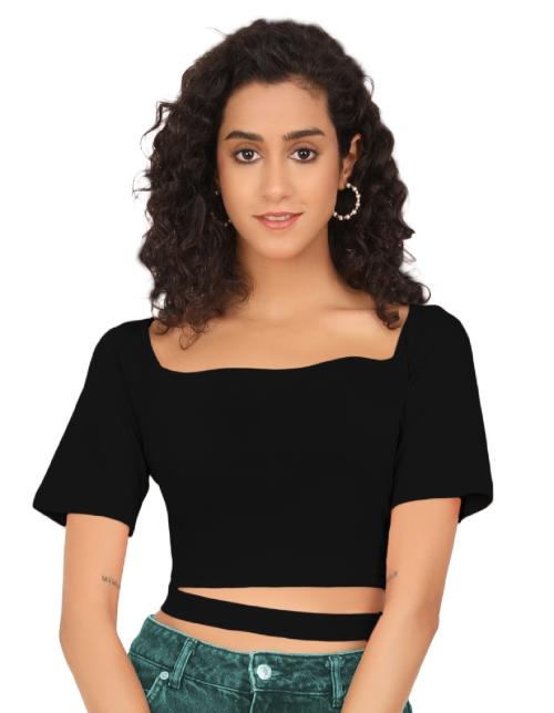 AD2CART VA4445 Womens Cotton TV Square Neck Half Sleeve Croptop JioMart