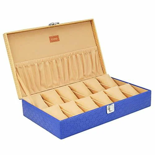 LEDO Watch Box Holder Organizer Case for Men and Women (Blue)
