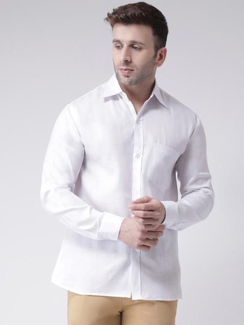 RIAG MEN WHITE SOLID COTTON SHIRT