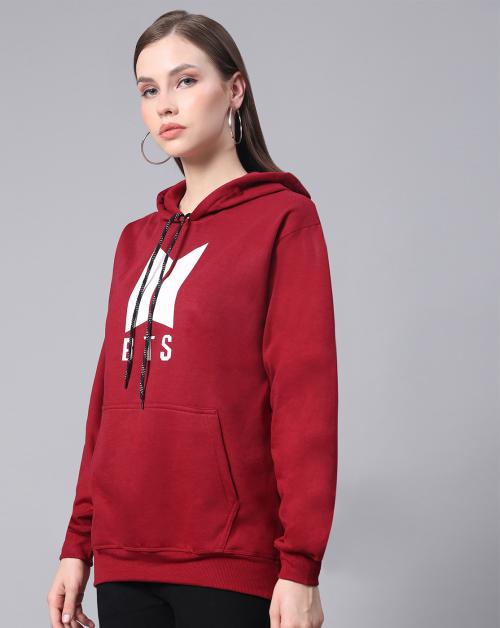 MAYNEISHA Casual Stylish Women's Hooded Neck Regular Fit BTS Printed Hoodie for Winters Wear-L (Pack of 1)