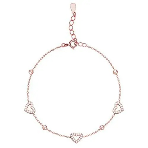 GIVA Sterling Silver Rose Gold Halo Heart Bracelet For Women