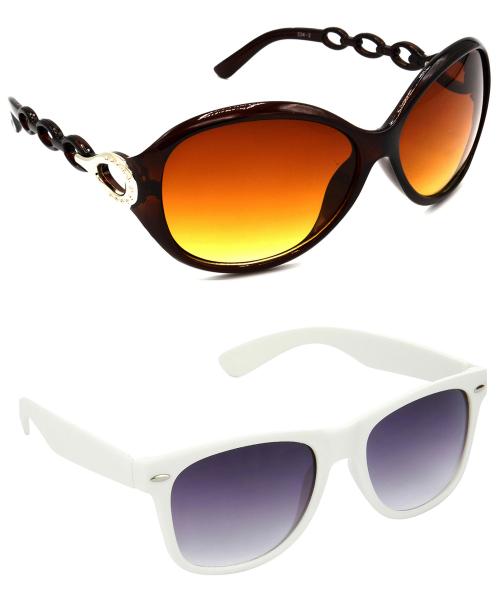Hrinkar Brown Circular Sunglasses for Men, Women, Boys & Girls ( Pack of 2)