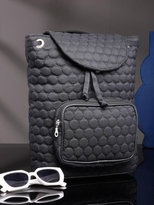 Anekaant Uno Black Geometric Quilted Polyester Backpack