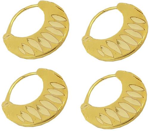 Adhvik Round Shaped Clip On Metal Punk Barbell Press Screw Chandbali Earring Gold (Unisex) Pack of 2