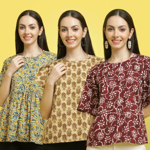 Poshyaa Tops for women western wear party wear tops for women crepe stylish combo pack 3 s to xl size