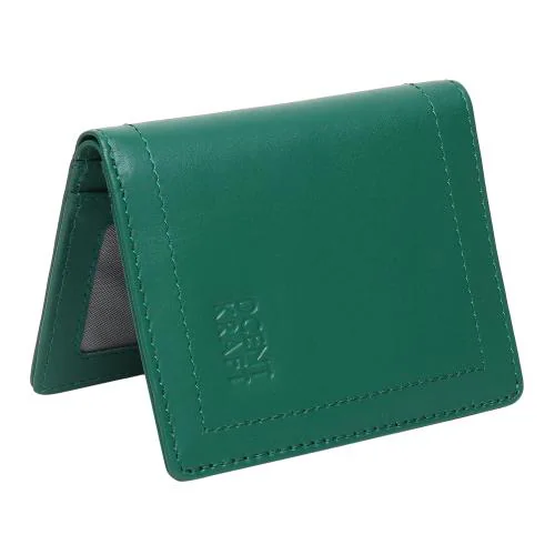 DCENT KRAFT Leather Bi Fold Green Wallet for Men, Slim New Design Button Wallet for Boys