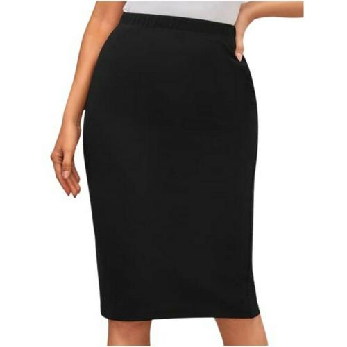 JINJIN FASHION Skirt Knee Length for Woman Women's Knee Length-BLACK-XL