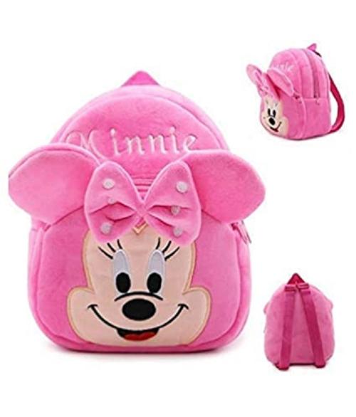 Heaven Decor Minnie Velvet Soft Plus Kids School Bag Nursury class to 5 ( Size - 14 inch )