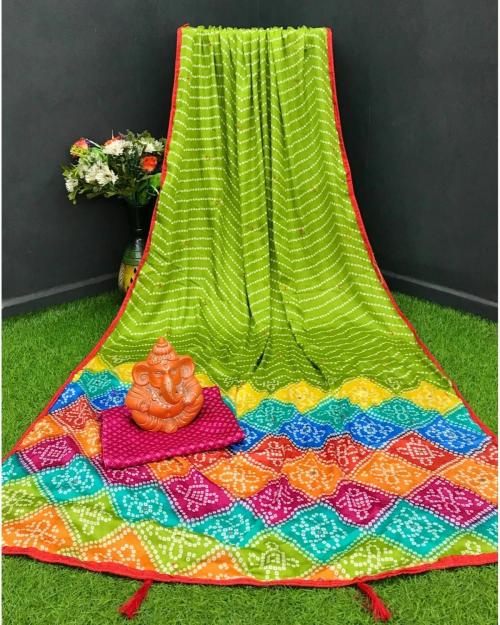 SAADHVI Green Casual Wear Art Silk saree saree / saree for women / sarees / sarees latest / sari